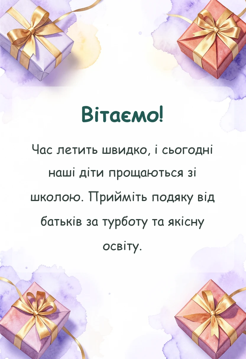 листівка з побажанням - подяка школі від батьків слова вдячності привітання випускникам