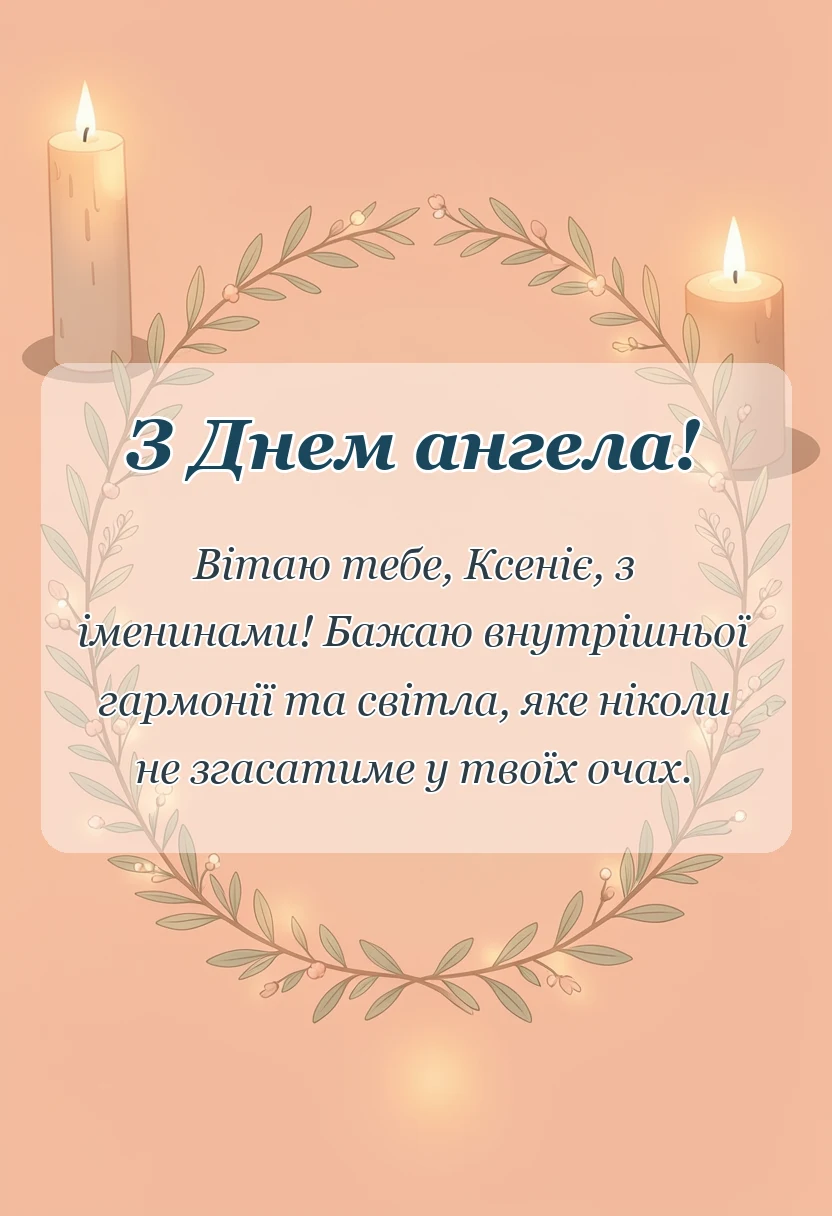 вітальна листівка - привітання з днем ангела ксенії