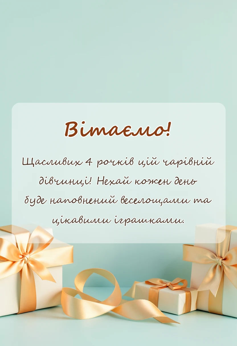 листівка з побажанням - привітання з днем народження 4 роки дівчинці