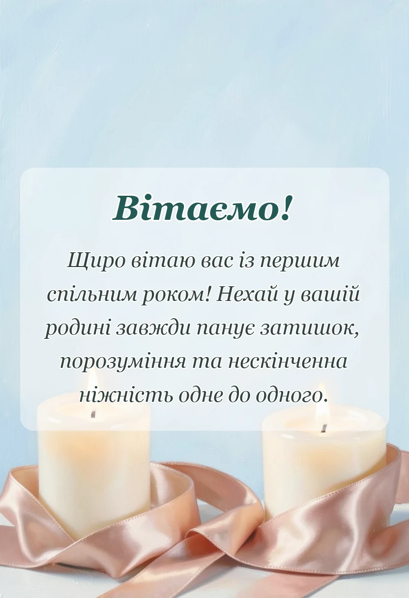 унікальна листівка - привітання з річницею весілля 1 рік