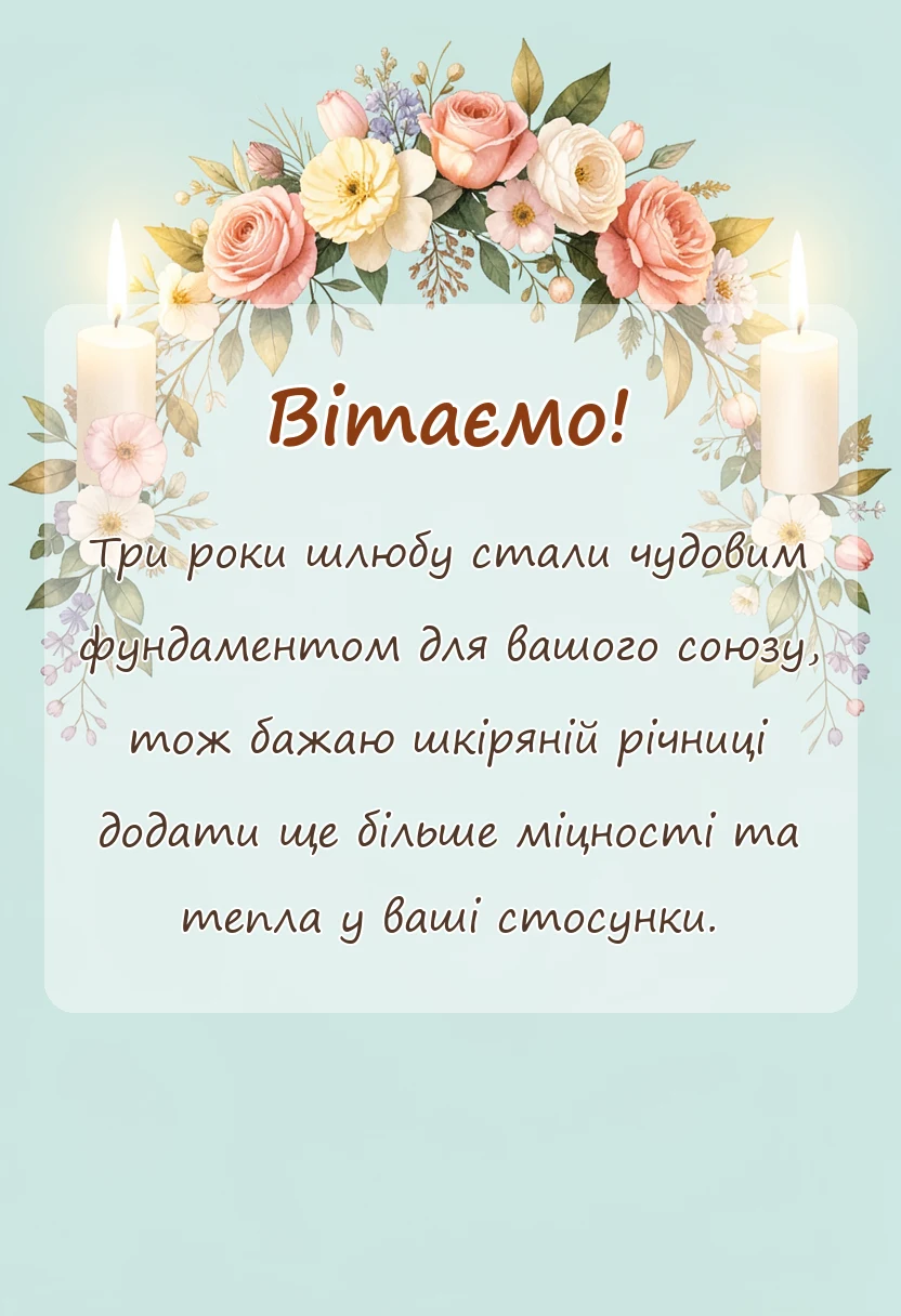 вітальна листівка - привітання з шкіряним весіллям своїми словами
