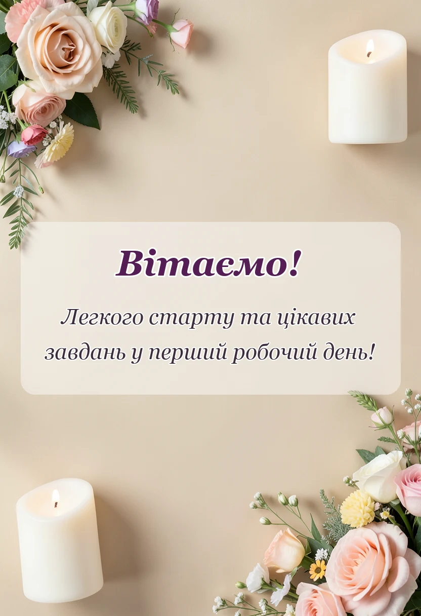 красива листівка: картинка з першим робочим днем українською