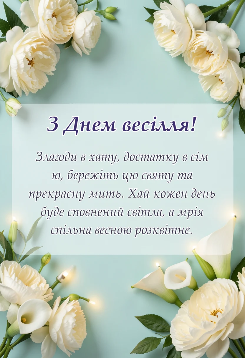 унікальна листівка - короткі привітання з весіллям вірші