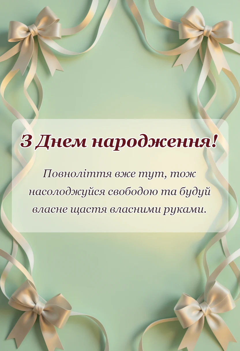вітальна листівка - привітання з 18-річчям картинки