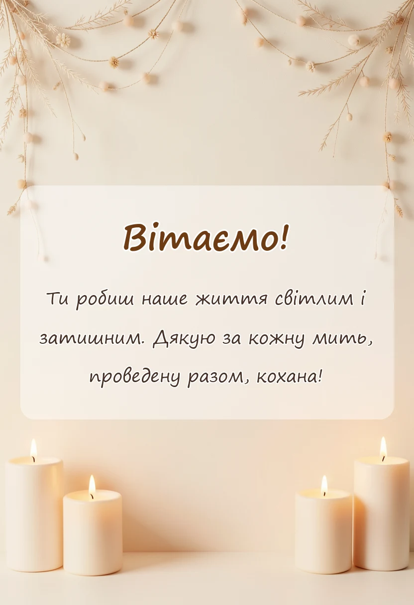 вітальна листівка - привітання з днем сімї дружині