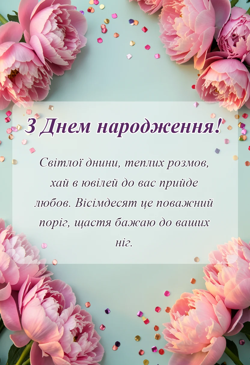 святкова картинка: привітання з ювілеєм вісімдесят років у віршах
