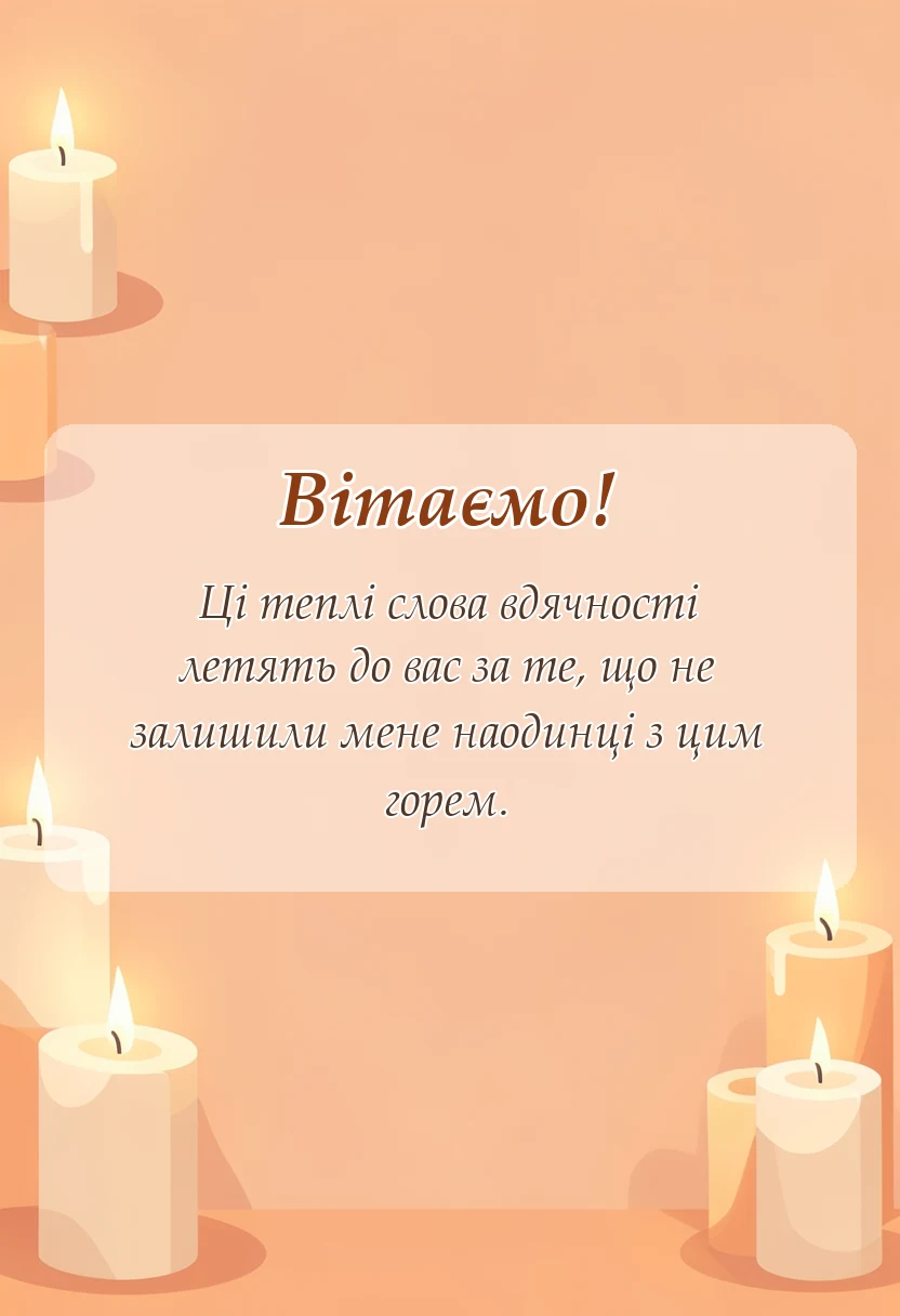 вітальна листівка - слова подяки за співчуття