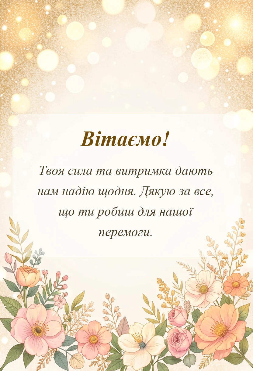 вітальна листівка - подяка військовому своїми словами