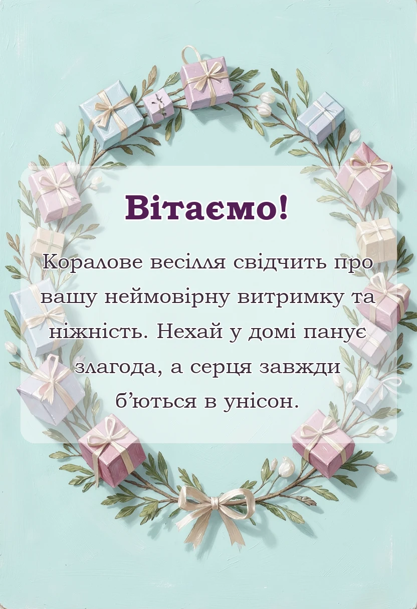 листівка з побажанням - привітання з 35 років весілля