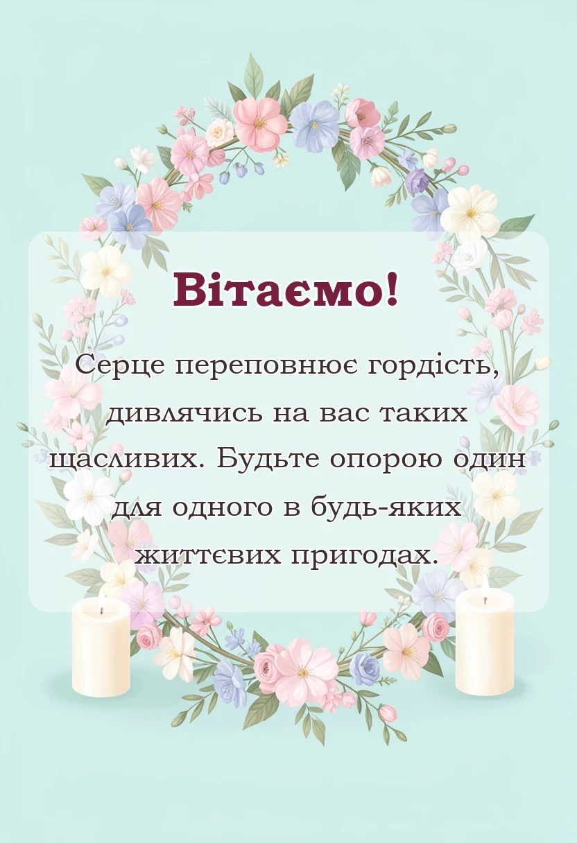 унікальна листівка - привітання з днем весілля від мами сину