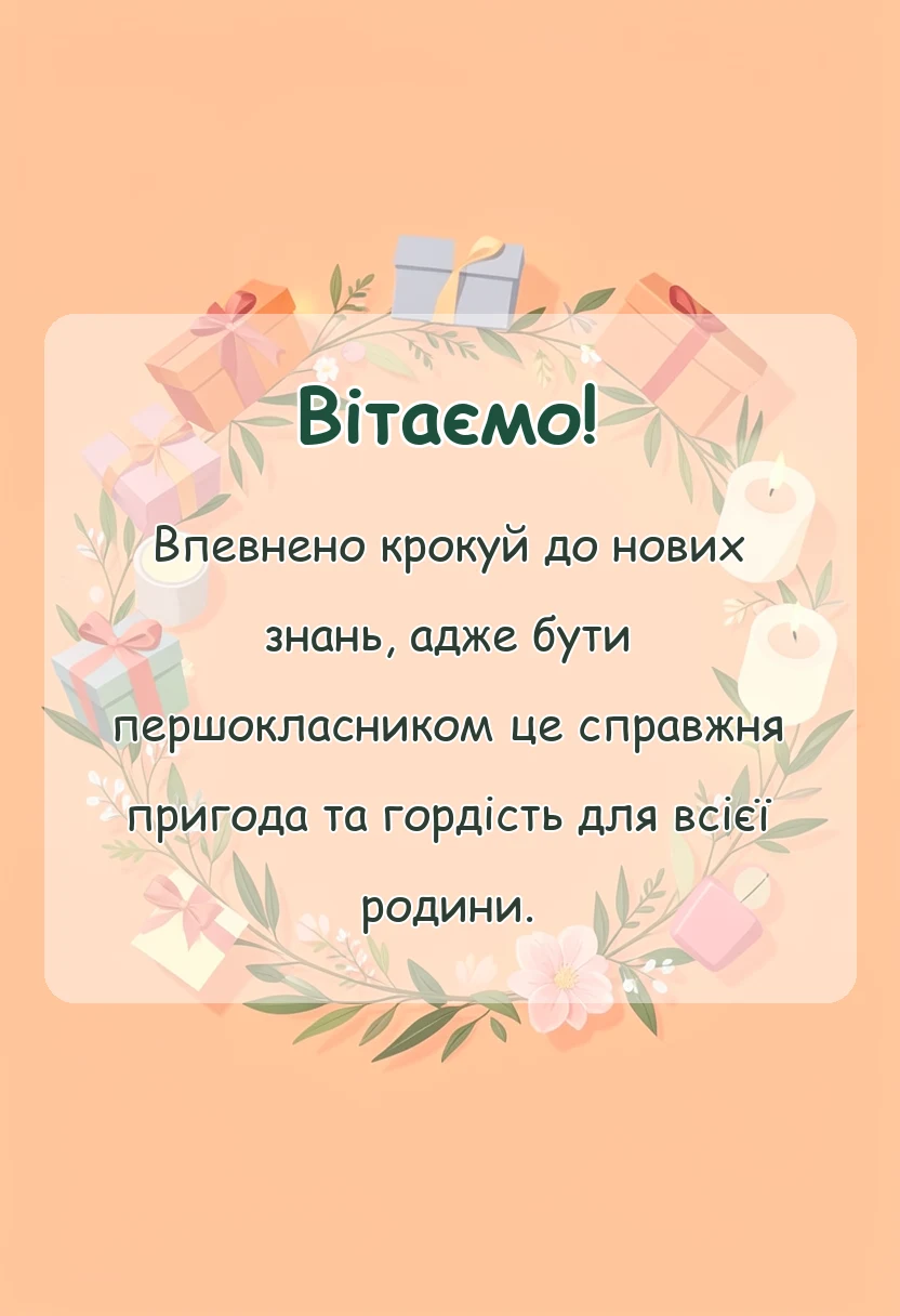 вітальна листівка - привітання першокласнику своїми словами