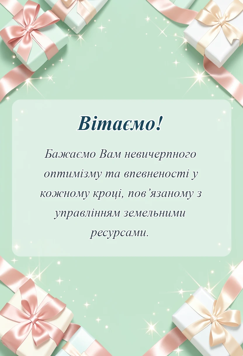 унікальна листівка - привітання з днем землевпорядника