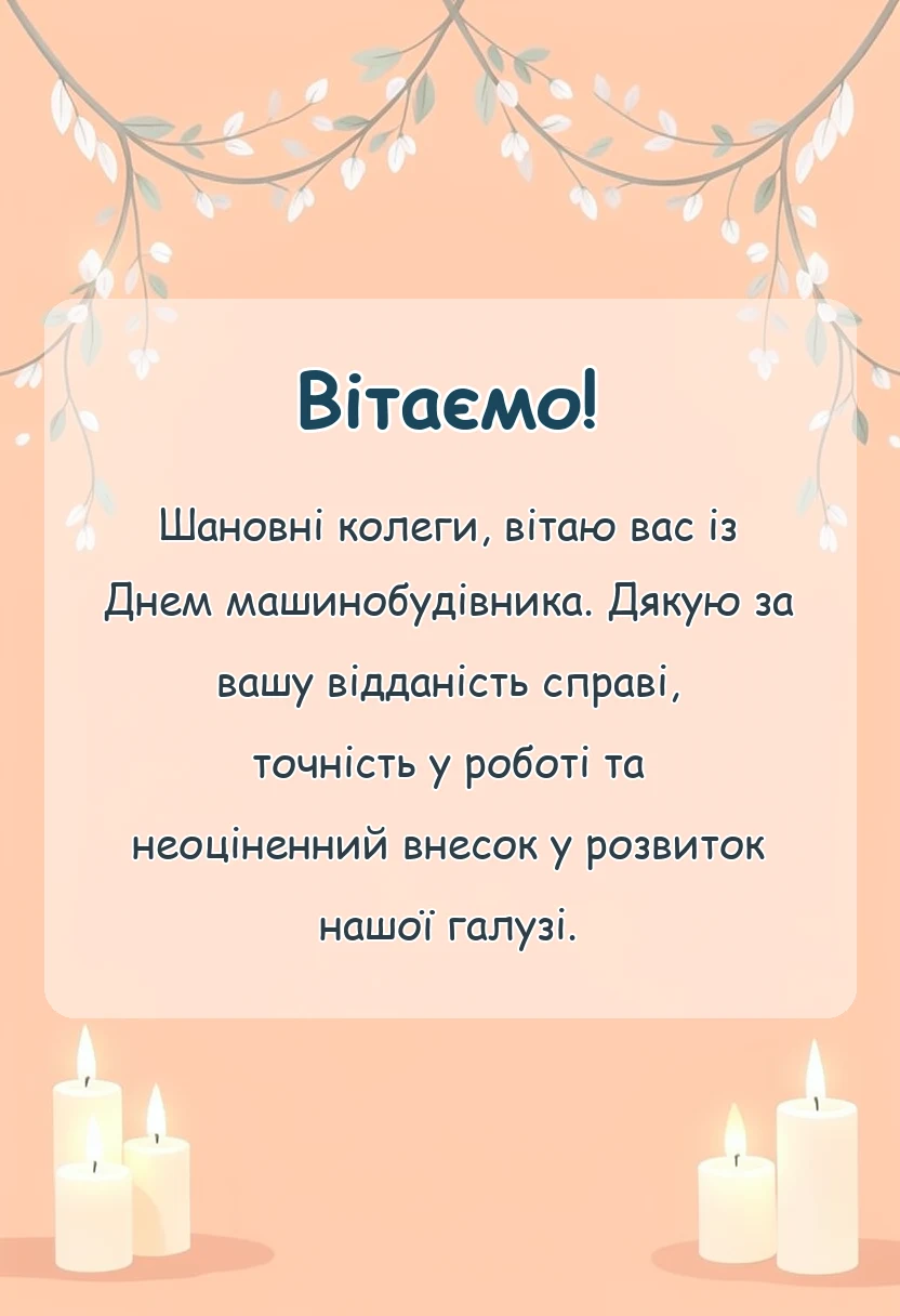 унікальна листівка - привітання з днем машинобудівника