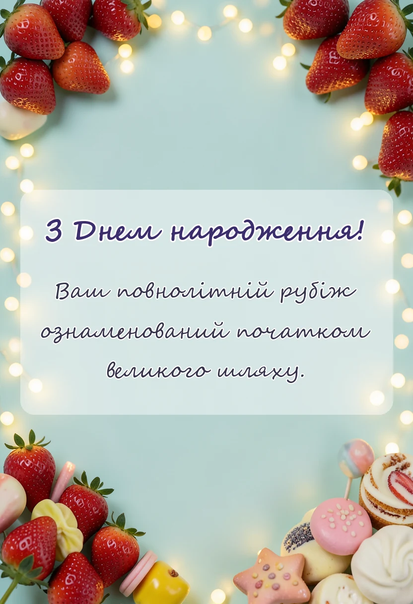 вітальна листівка - привітання з 18-річчям картинки