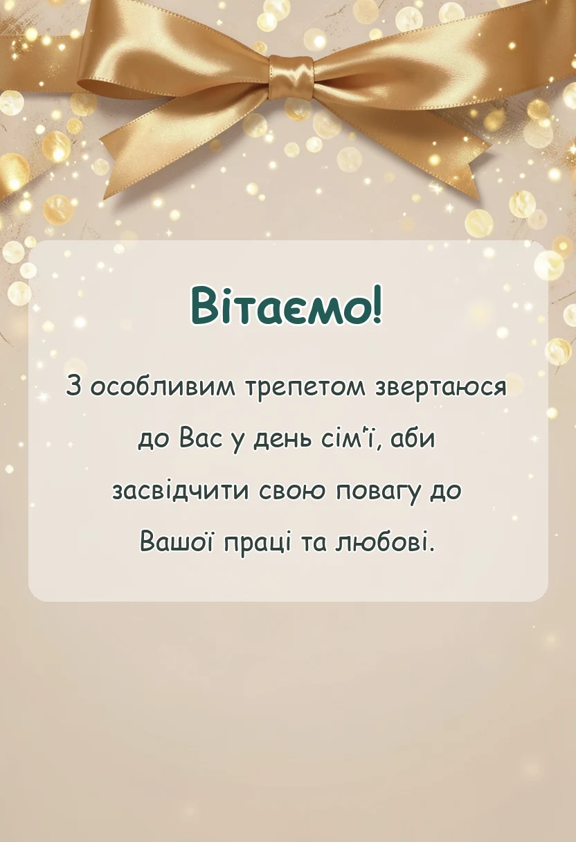 листівка з побажанням - привітання з днем сімї дружині