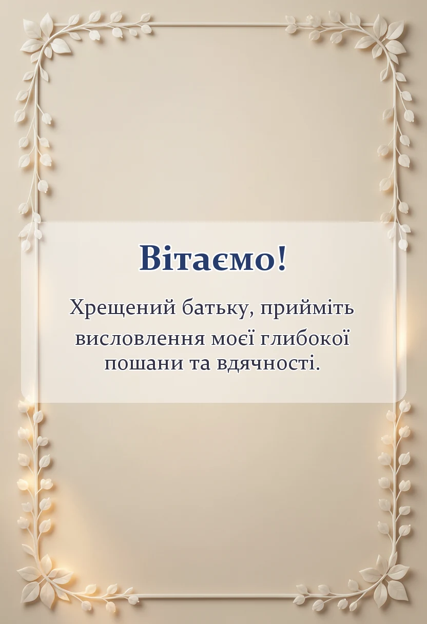 вітальна листівка - слова вдячності хрещеному батьку