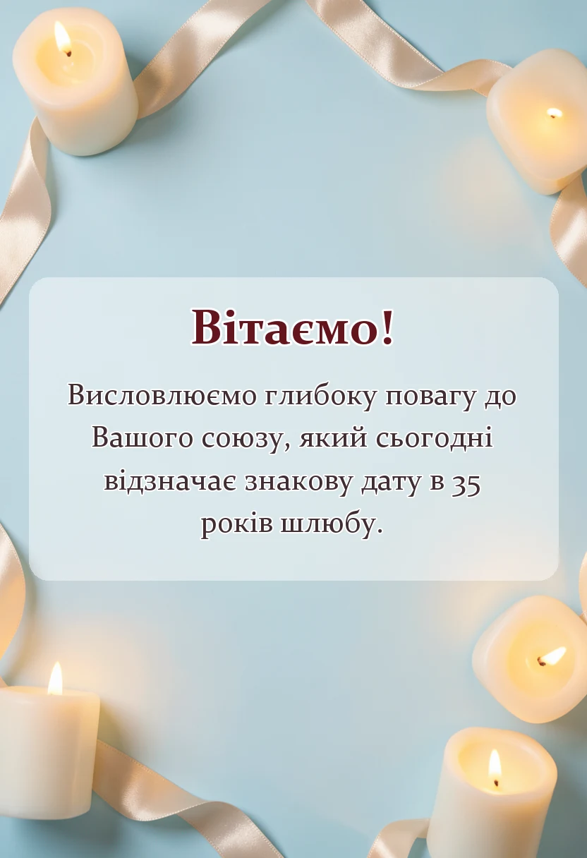 вітальна листівка - привітання з 35 років весілля