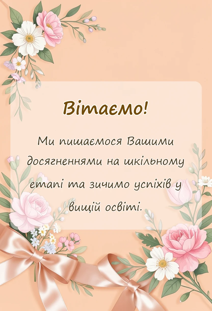 красива листівка: привітання випускниці школи