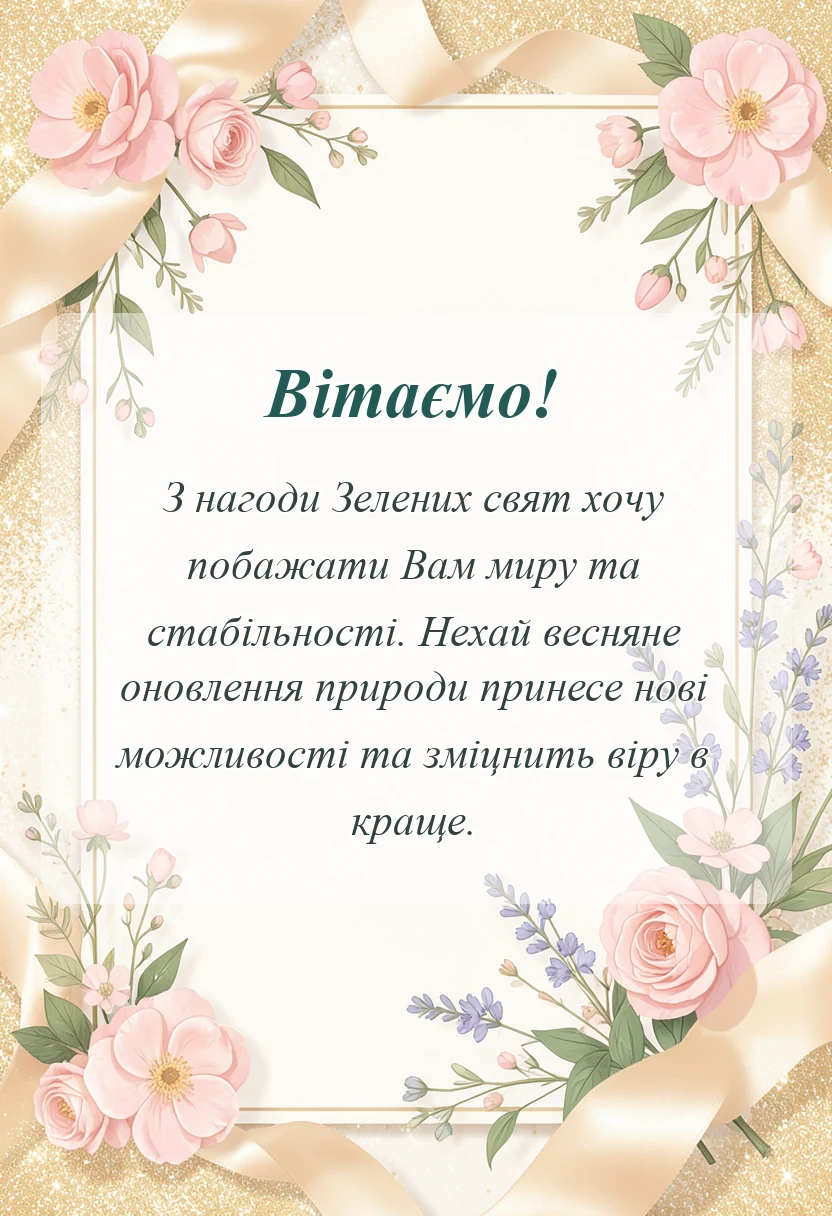 унікальна листівка - привітання з трійцею в картинках українською