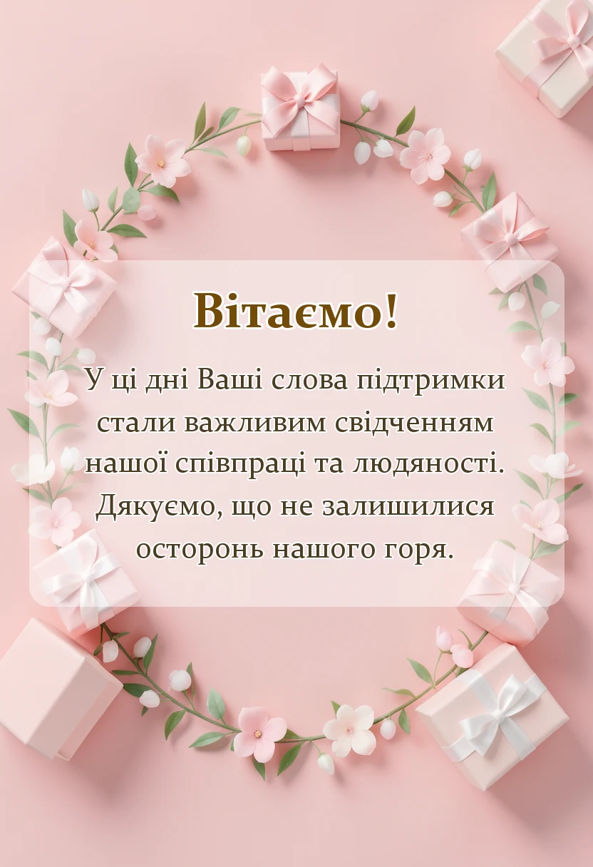 листівка з побажанням - слова подяки за співчуття