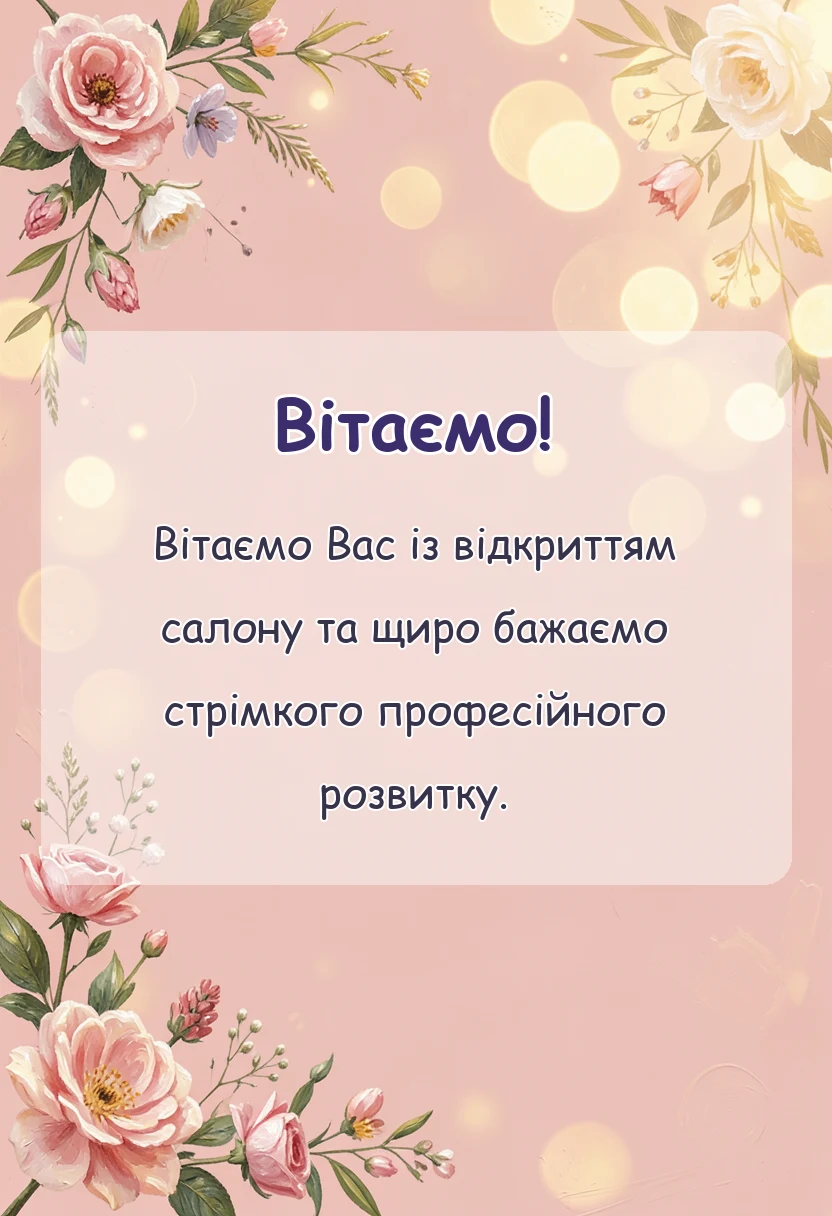 унікальна листівка - картинки з відкриттям салону своїми словами