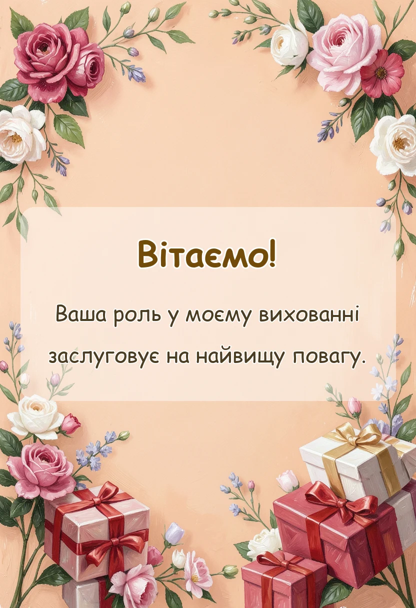 унікальна листівка - слова вдячності хрещеному батьку