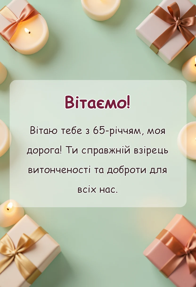 вітальна листівка - привітання з 65-річчям жінці