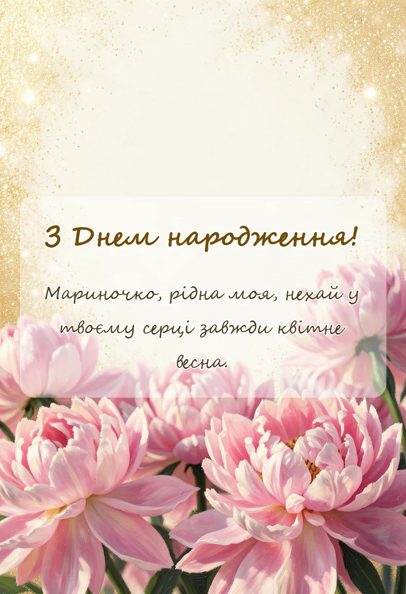 красива листівка: привітання з днем народження марина