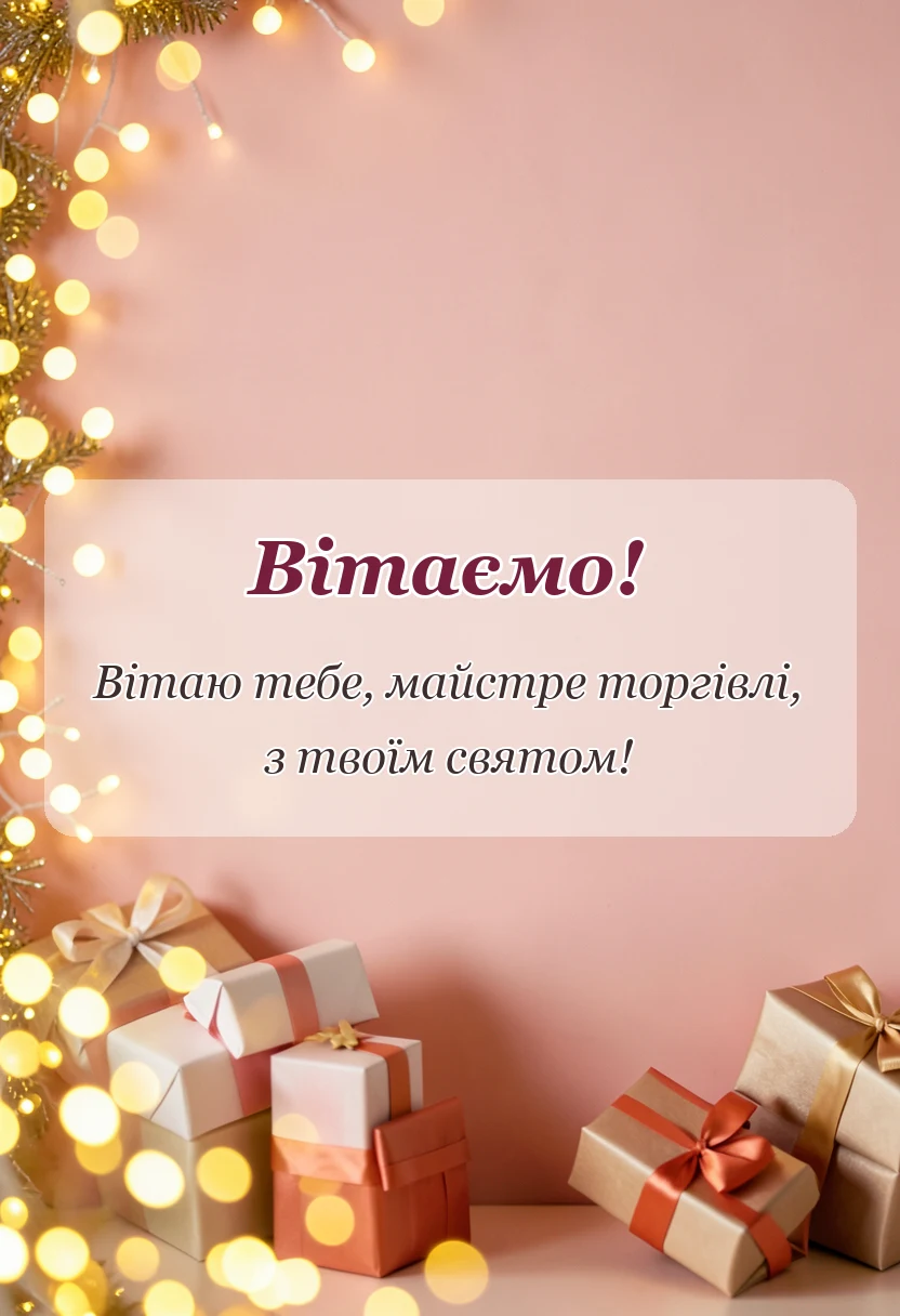 листівка з побажанням - привітання з днем працівника торгівлі