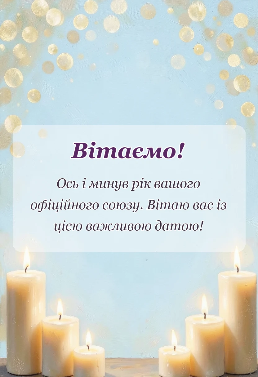 унікальна листівка - привітання з річницею весілля 1 рік
