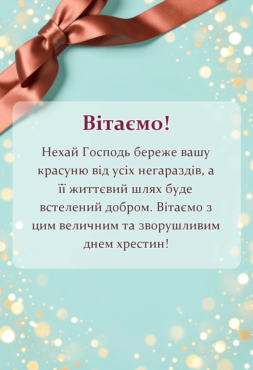 красива листівка: привітання з хрестинами дівчинки