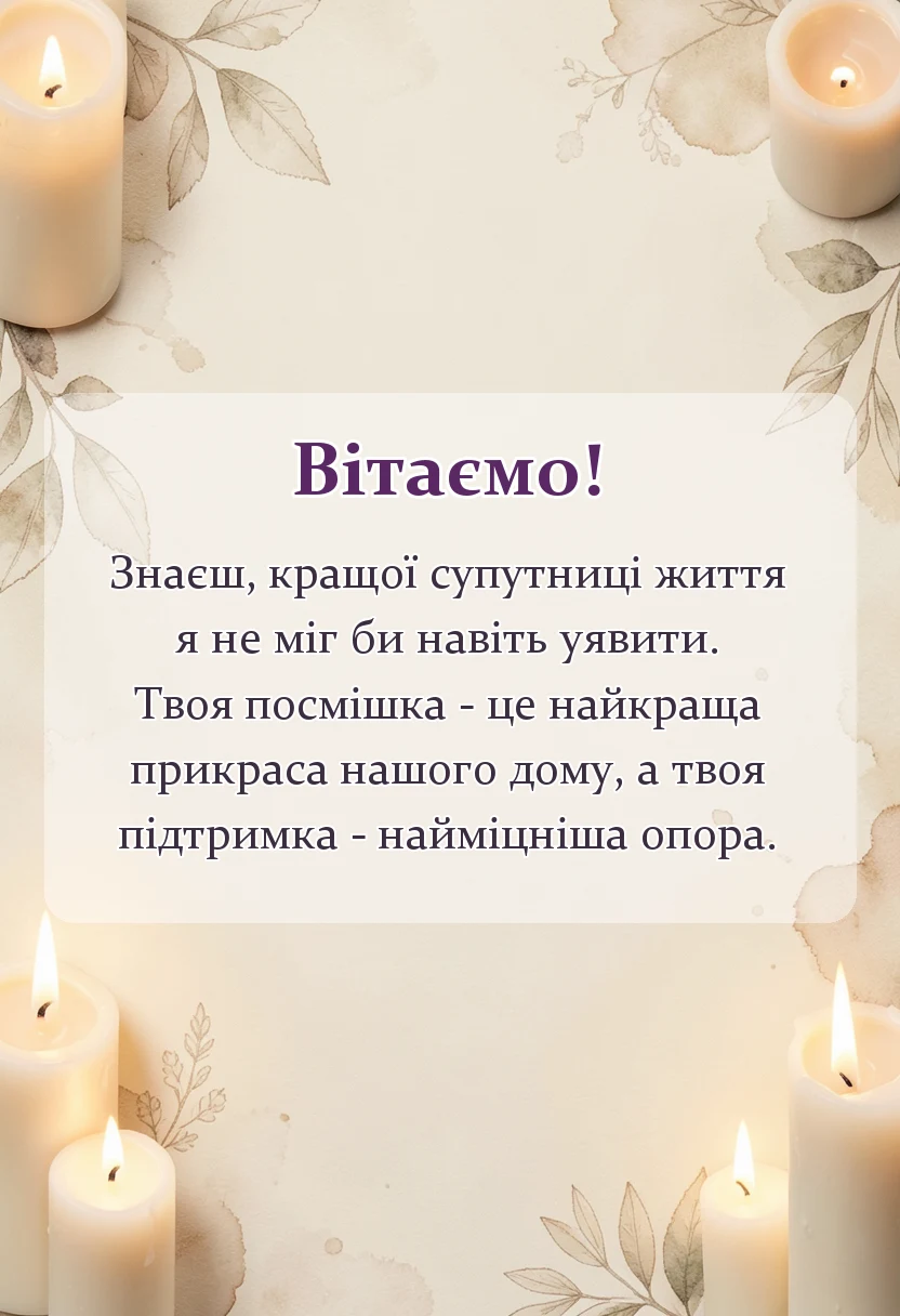 вітальна листівка - привітання з днем сімї дружині
