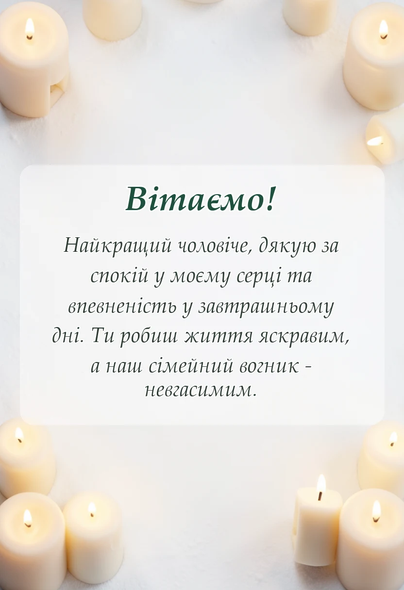 красива листівка: привітання з днем сімї чоловіку