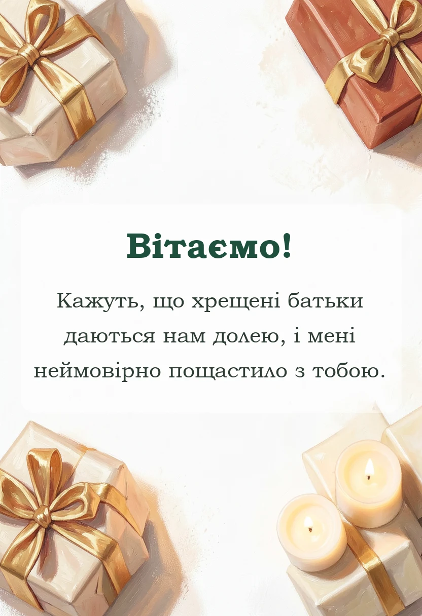 унікальна листівка - слова вдячності хрещеному батьку