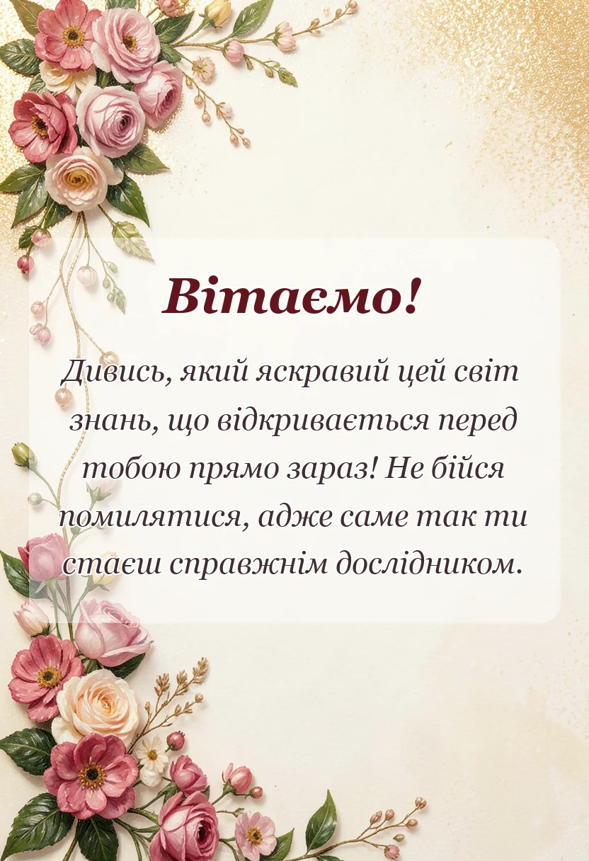 листівка з побажанням - привітання першокласнику своїми словами