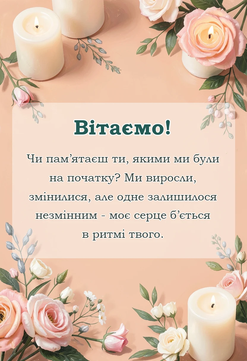 листівка з побажанням - привітання з річницею коханому