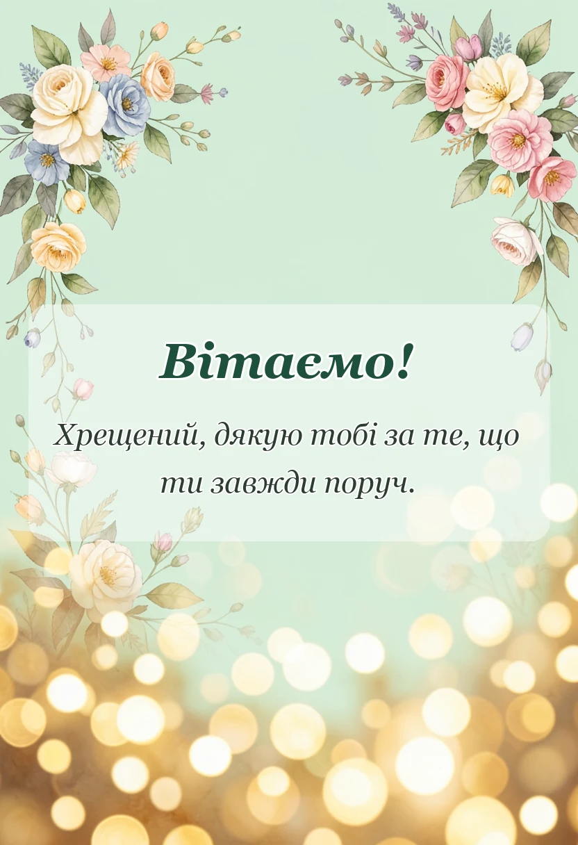 вітальна листівка - слова вдячності хрещеному батьку