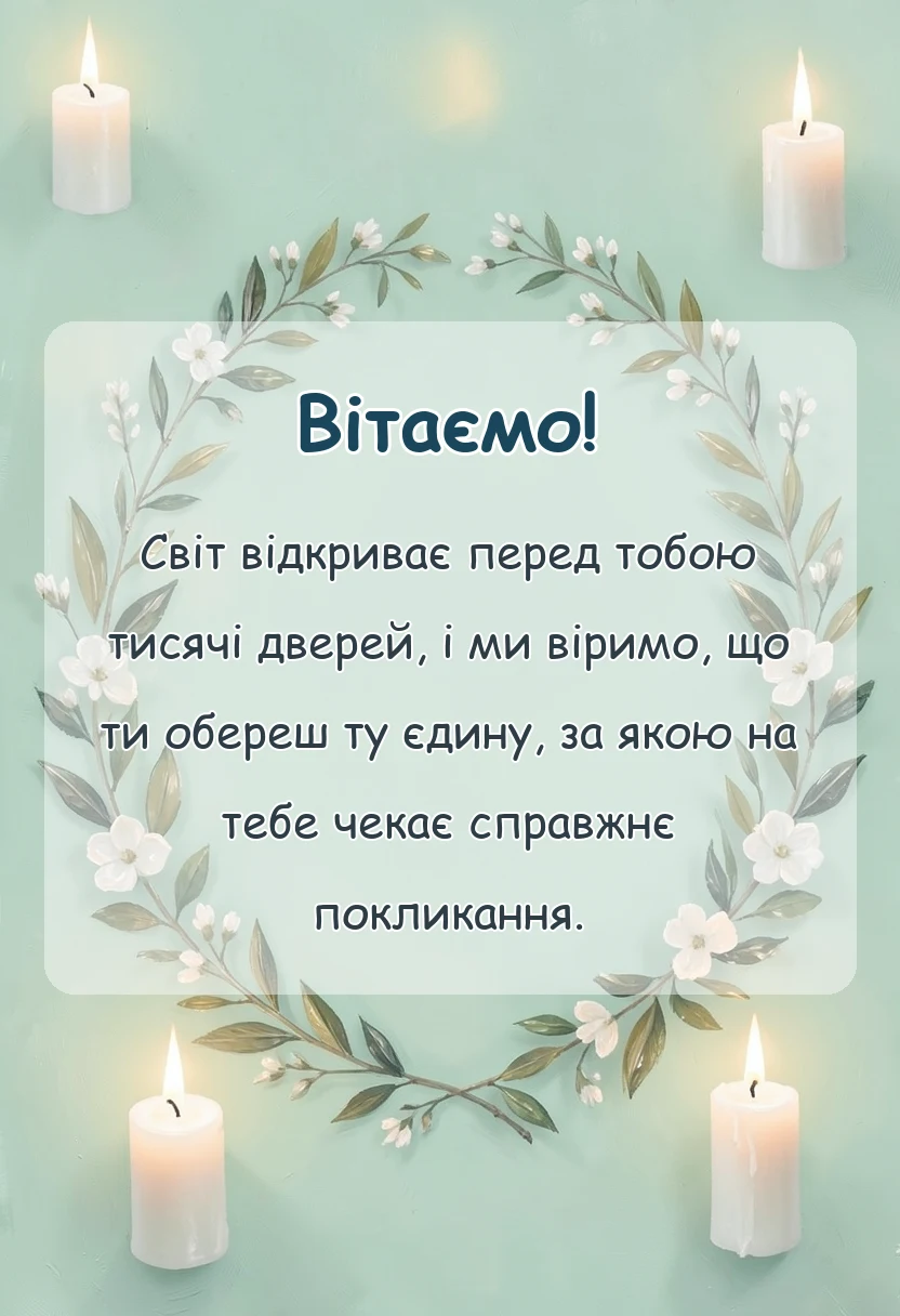 листівка з побажанням - привітання випускниці школи