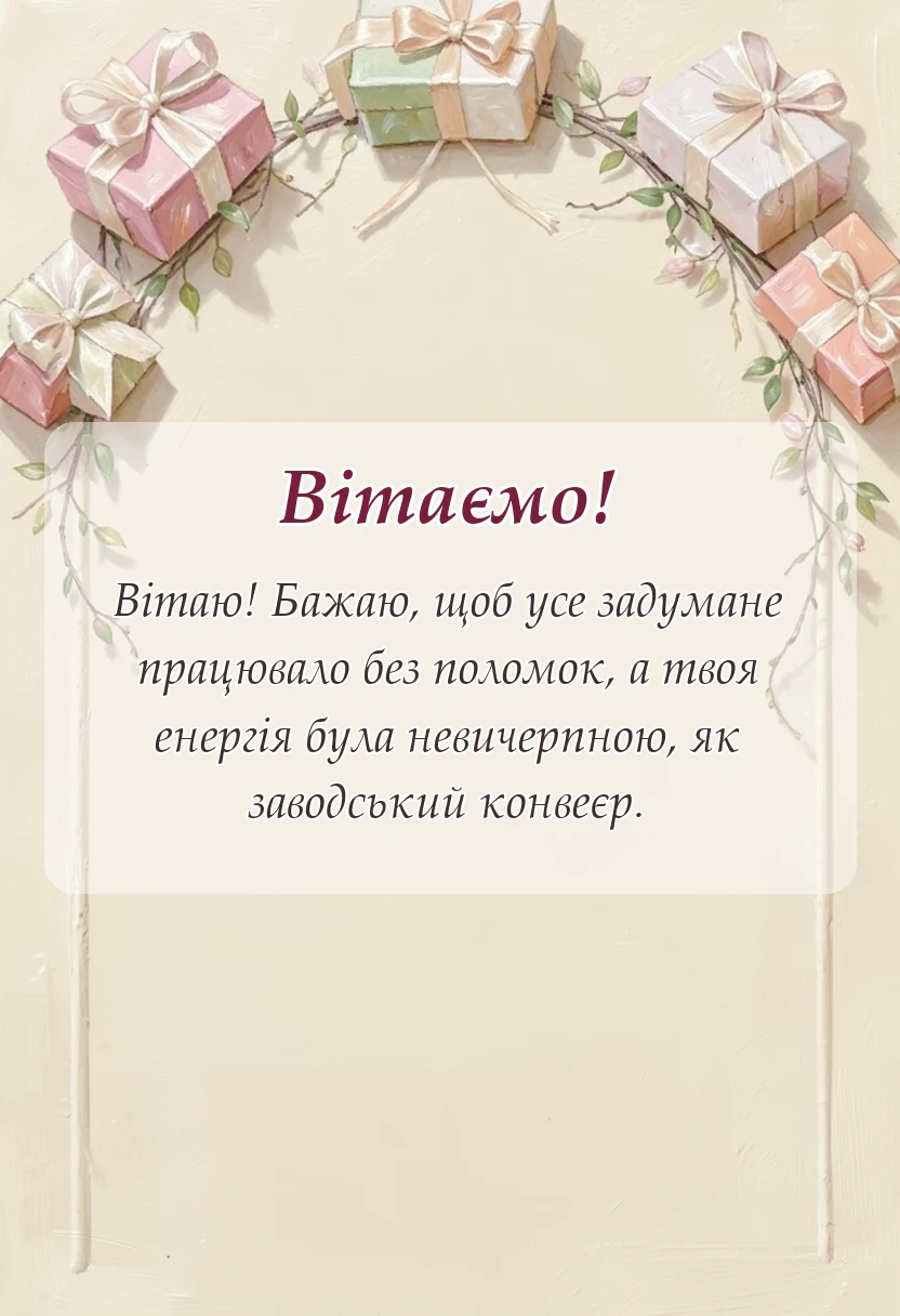 вітальна листівка - привітання з днем машинобудівника