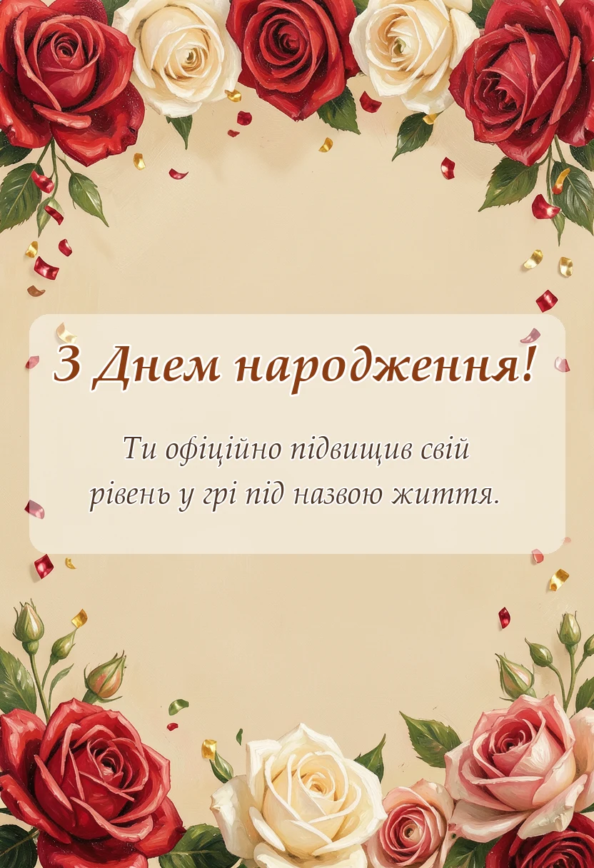 вітальна листівка - привітання з днем народження жінці та чоловікові