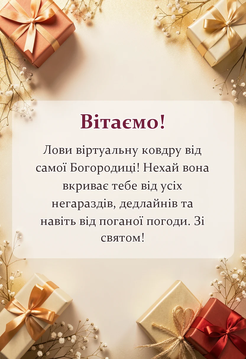 листівка з побажанням - привітання з покровою