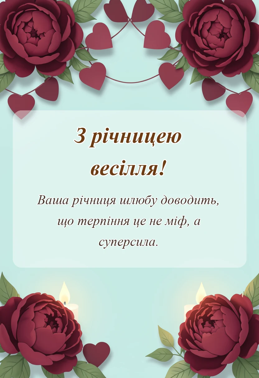 унікальна листівка - привітання з сьомою річницею весілля