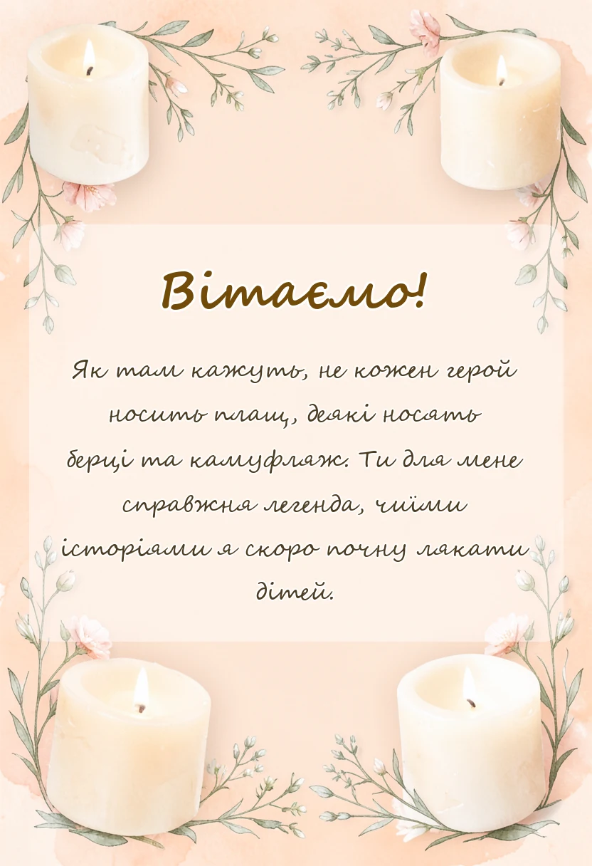 красива листівка: подяка військовому своїми словами