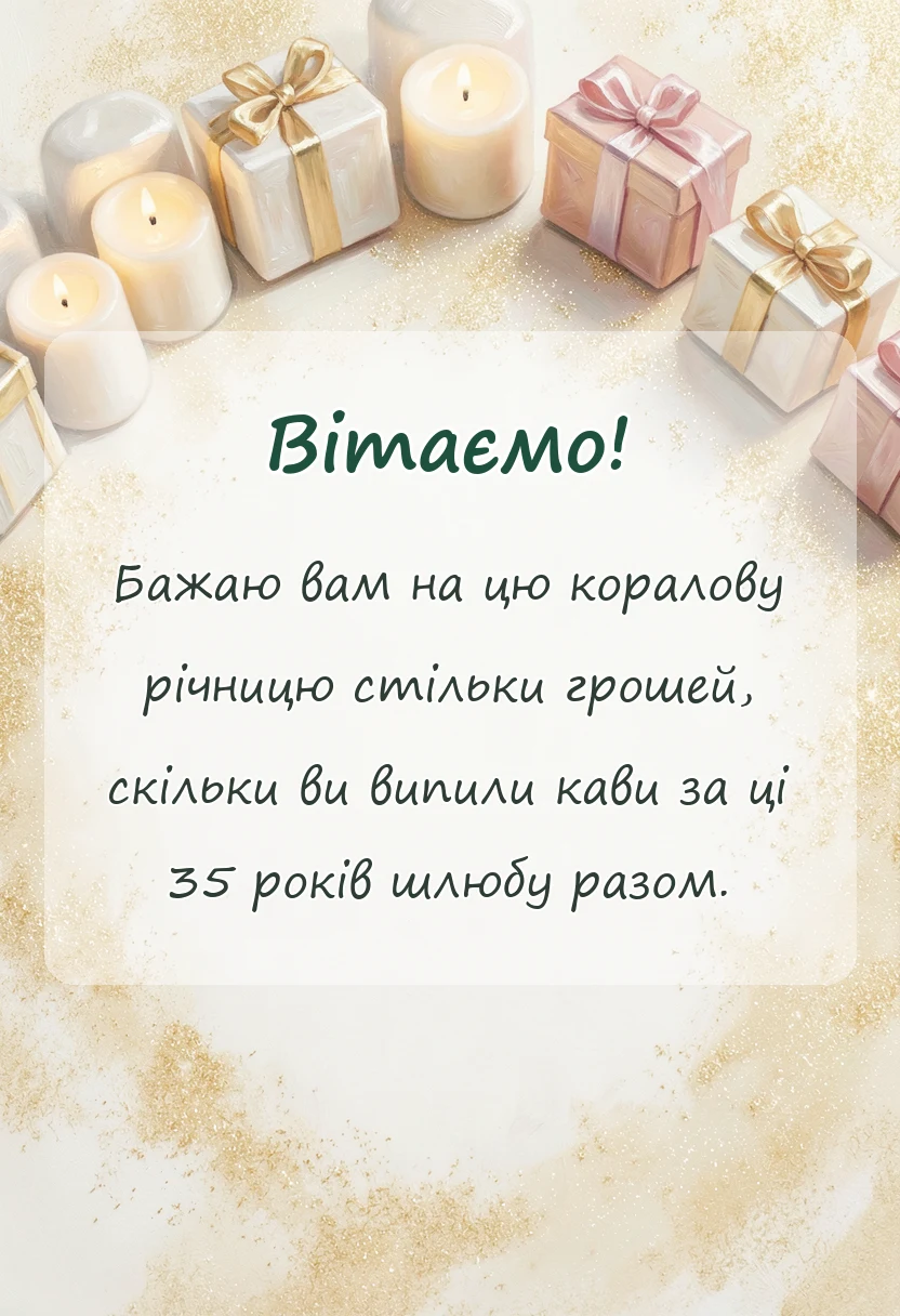 вітальна листівка - привітання з 35 років весілля