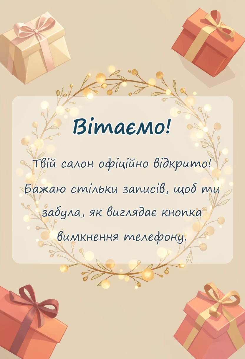 вітальна листівка - картинки з відкриттям салону своїми словами