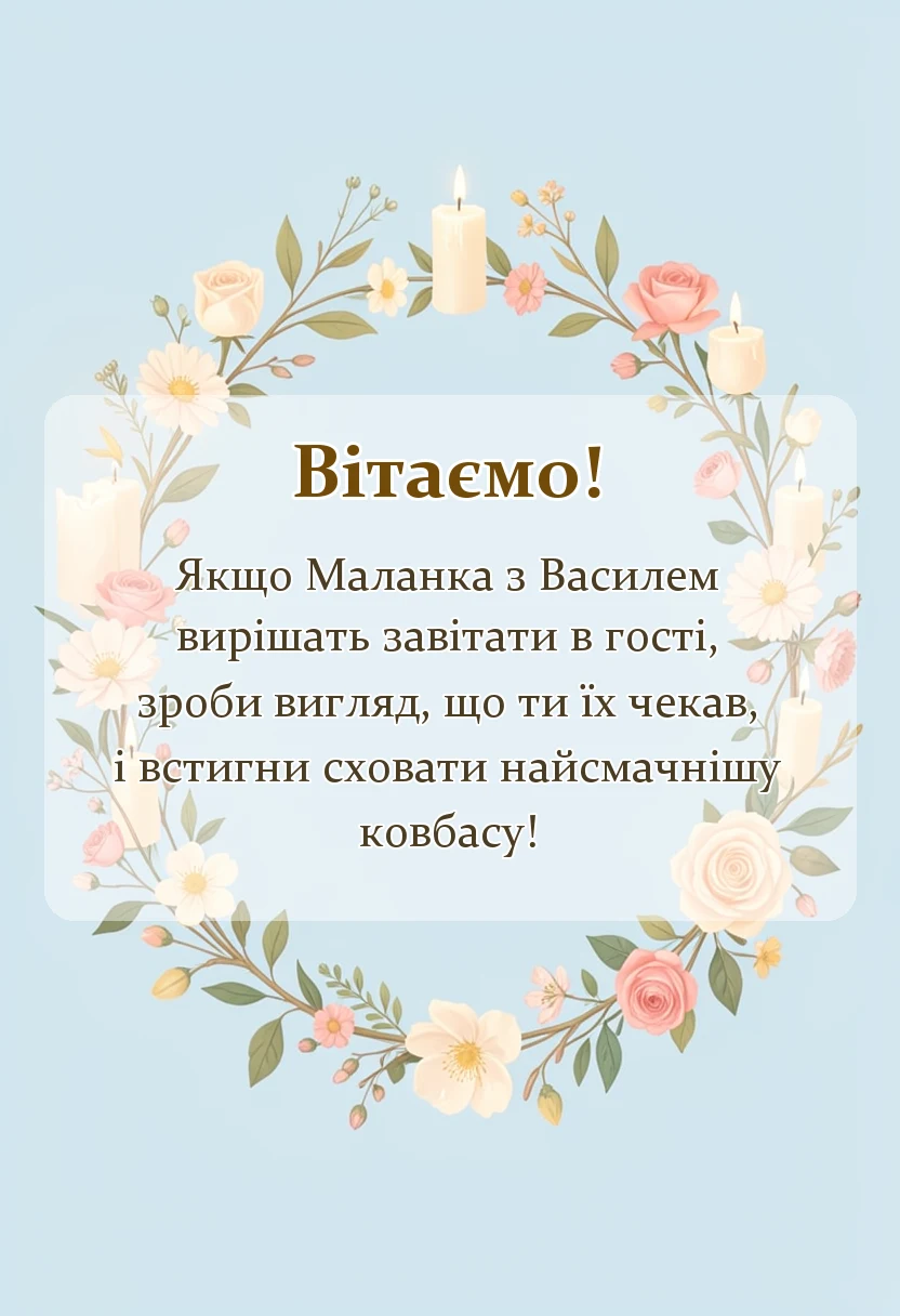 унікальна листівка - привітання з щедрим вечором своїми словами