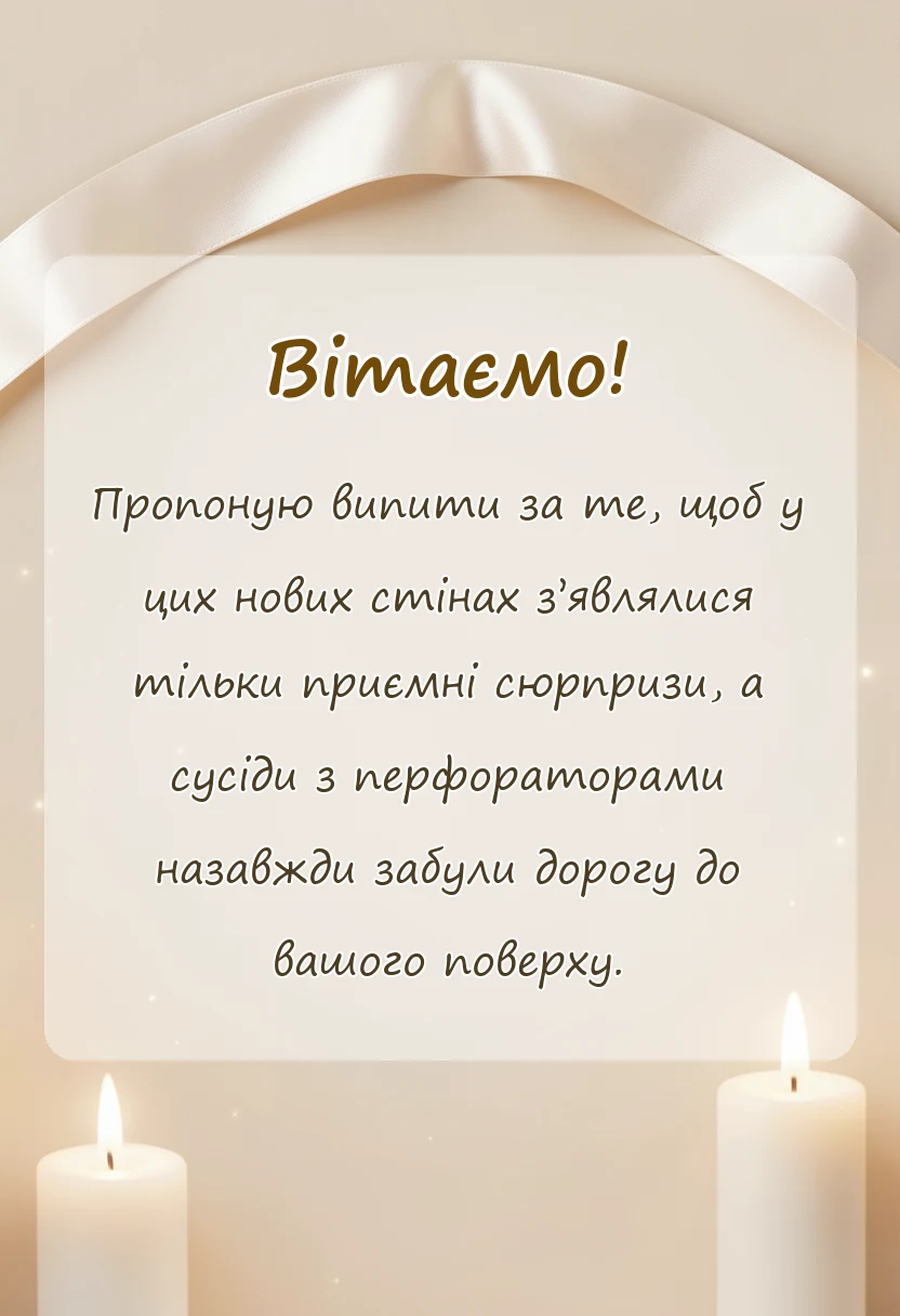 листівка з побажанням - тост на новосілля своїми словами