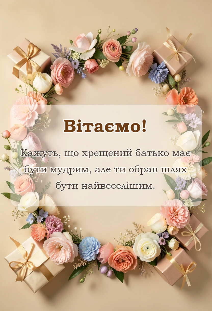листівка з побажанням - слова вдячності хрещеному батьку