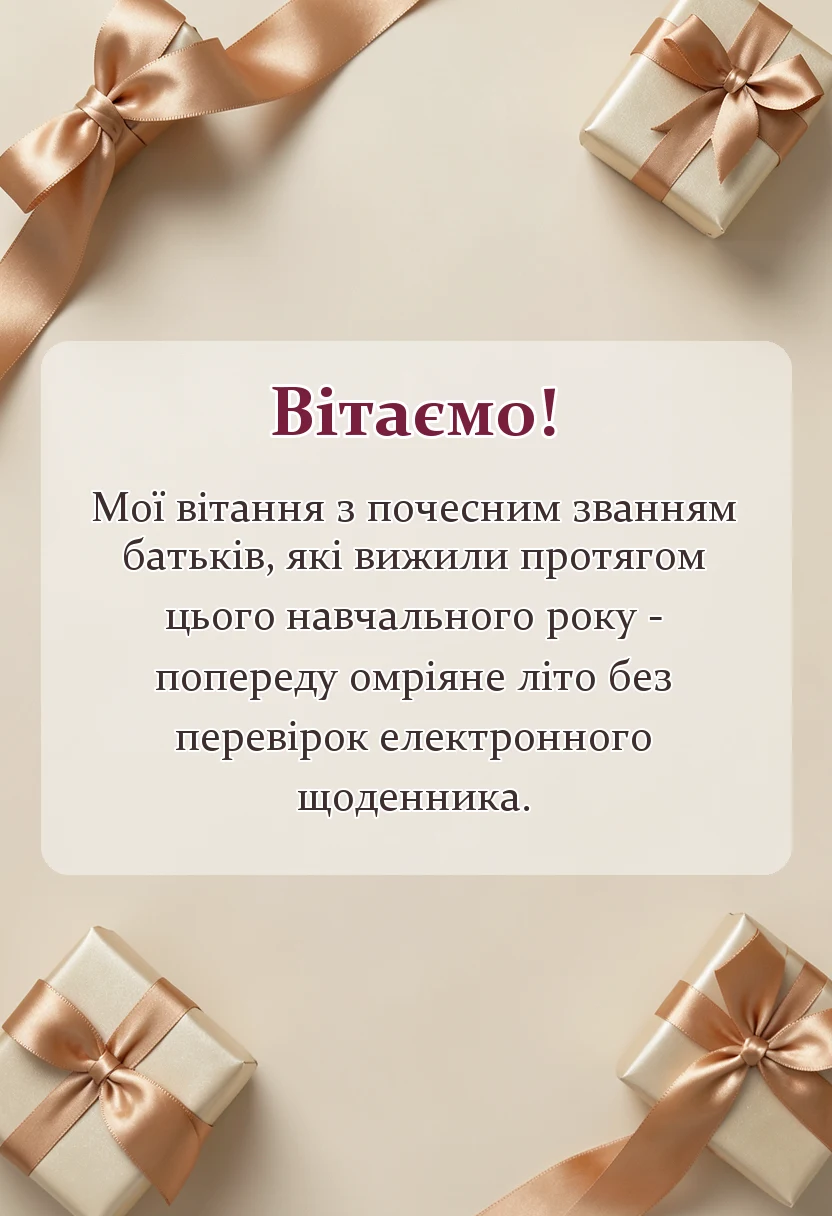 красива листівка: привітання батькам з останнім дзвоником