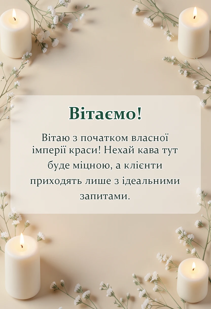 листівка з побажанням - картинки з відкриттям салону своїми словами